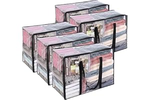 Vieshful Przezroczyste torby do przechowywania ubrań, 40 l, organizer do przechowywania szafy z zamkami błyskawicznymi, przechowywanie ubrań, kołdry, koców, zabawek, plastikowych toreb do