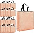 Evafly Diwali Gift Bags Pack Of 20 Reusable Non-Woven Shiny Metallic Laminated| Medium Size : 12Lx4Wx13H Inch) |Tote Bag, Shopping Bag with Handle Carry Bag for Wedding Return Gifts - Rose Gold