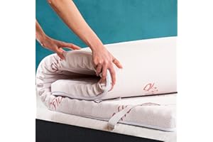 FLOWEN Surmatelas 140 x 190 cm Topper sur-Matelas H 6cm Correcteur pour Lit 2 Personnes Adulte pour Corriger Matelas avec Housse Amovible Respirante et Lavable pour Un Sommeil Meilleur et Confortable