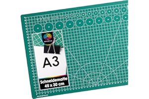 OfficeTree Schneidematte A3 - Grün - mit beidseitigen Rastern und Markierungen - Bastelunterlage 45x30 als Nähen Zubehör - Auch als Schneideunterlage und Malunterlage