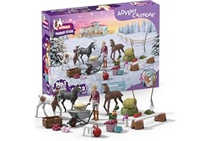 schleich HORSE CLUB | Calendario dell’Avvento HORSE CLUB 2025 – Meraviglia di Natale Allevamento di Puledri 99178 | figura snodata Sofia, 3 puledri esclusivi & accessori | regalo dai 5 anni | 34 pezzi