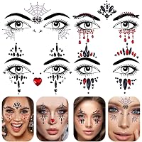 MELLIEX 4er-Set Glitzersteine Fürs Gesicht – Selbstklebende Strass-Tattoos Für Halloween & Partys