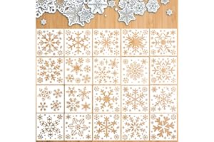 Pochoir Flocon de Neige, Shyllin 20 PCS Pochoirs de Noël en Plastique Réutilisable, Pochoir pour Peinture Noel, Pochoir Noel, Décoration de Noël DIY pour Fenêtre, Verre, Porte, Scrapbooking