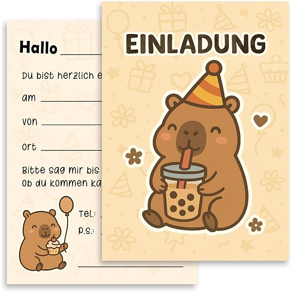Capybara Tattoos Für Kinder – 20 Blätter Temporäre Aufkleber, Wasserfest, Skin-friendly, Für Partys & Spaß