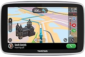 TomTom GPS para coche GO Premium, 5 pulgadas con tráfico y alerta de radares gracias a TomTom Traffic, mapas del mundo, actualizaciones a través de WiFi, llamadas con manos libres, soporte Click-Drive