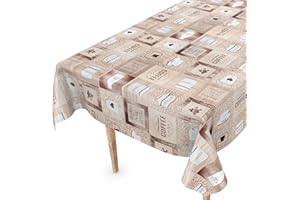 ‎ANRO Tischdecke abwaschbar Wachstuch Wachstuchtischdecke 100 x 140cm Schnittkante Kaffee Coffee pflegeleicht