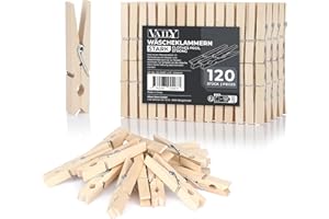 Vaily Pinzas de Madera - Pinzas para secar la Ropa, artesanía y decoración - 120 Piezas