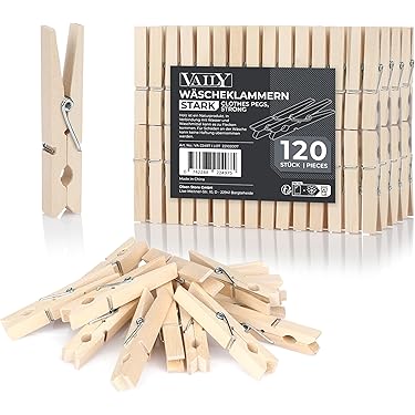 EasyBravo 12 stuks grote houten wasknijpers, 7,2 cm lang, 1,8 cm breed, stevige en zware wasknijpers