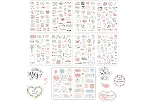 DIAONIAN 5 Hojas 266Pcs Pegatinas de Boda,Pegatinas para Libro de Visitas de Boda,Vintage Boda Pegatinas,Pegatinas de Amor,para Decoración,Álbum de Fotos,Libro de Visitas (Nacarados)
