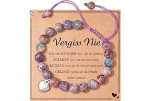 POWWA Naturstein Herz Armband für Tochter Enkelin Nichte mit Geschenk Nachricht Karte, geeignet als Geschenke auf Geburtstag Graduierung Weihnachten Neujahr