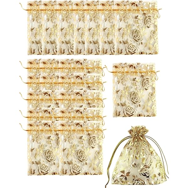 100 Pcs Sachets- Pochettes En Organza Populaire- Cordon Coulissant De