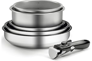 Backen 199906-Set di padelle e pentole, 6 Pezzi, Inox, Tutti i fornelli Inclusi induzione, Acciaio, 28,5 x 28,5 x 13 cm