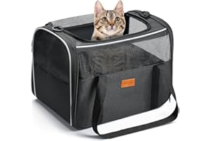 Morpilot Katzentransportbox für Katzen und Welpen bis 5kg, Katzenbox Hundetasche mit Sicherheit Reißverschlüsse, Transportbox Katze Hunde für Der Gang zum Tierarzt Auto Fugzeug