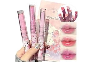 ‎LUCKNEST 3 Colors Jelly Lipstick Gift Set, Cute Rabbit Tinted Heart Shape Lip Stain Lip Gloss, Mirror Hydrating Jelly Love Lipstick, Moisturizing Tinted Lip Balm, Vivid Color Glossy Lip Makeup for Girls (A)