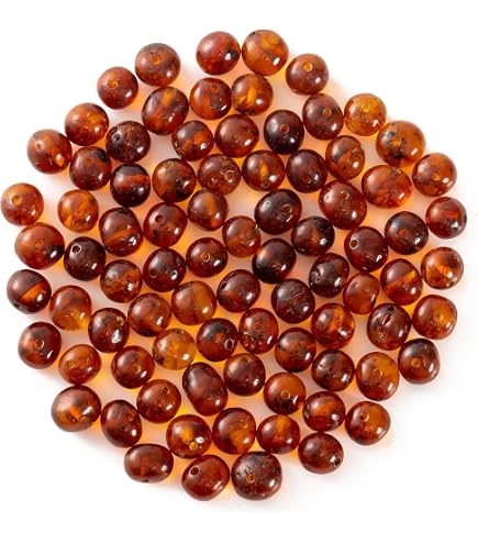 Lot D'environ 120 Perles D'ambre Naturel Baltique Rondes Miel - Perforées Pour Bijoux - 10 Grammes