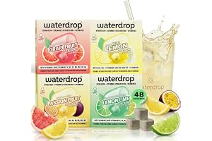waterdrop® Tropiska frukter-set – 48 Waterdrop-kuber i 4 olika smaker – Sockerfri törstsläckare och alternativ till dryckessi