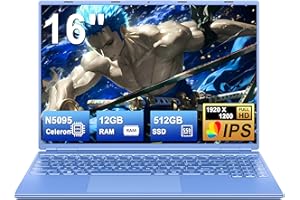 NOTODD Ordinateur Portable 16 Pouces, 4 cœurs Win11 Celeron N5095 (jusqu'à 2,9 GHz) 12+512GB SSD Soutien Extension 1TB,PC Portable avec 5G WiFi 1920x1200 BT4.2 Souris sans Fil&AZERTY Clavier Bleu