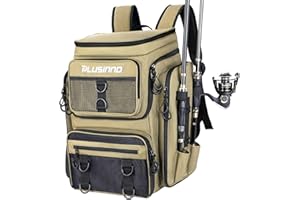PLUSINNO Unisex Fishing Backpack With Tackle Boxes Angelrucksack mit Angelboxen