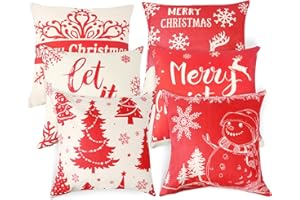 VGOODALL Christmas Pillow Covers, 6 PCS 45 x 45cm Christmas Sofa Throw Pillow Case