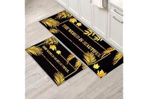 XIAOBUDIAN Kitchen mat of 2, non-slip kitchen rug absorbent and grease absorbing kitchen rug set,suitable for kitchen use. (Style D, 43x150cm+43x75cm)