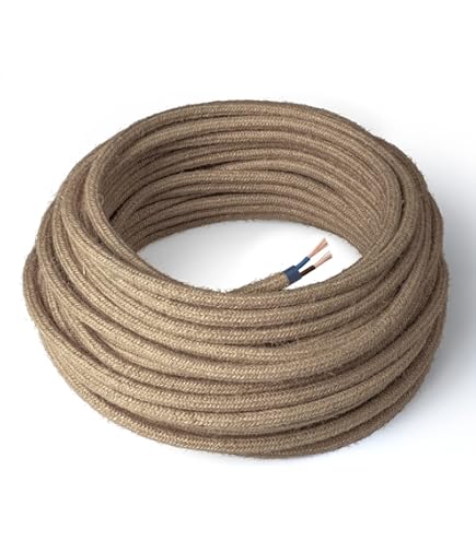 Câble textile pour lampe - Câble textile 2 fils (2 x 0,75 mm2) - Vert olive Fabriqué en Italie (50 Metri