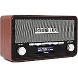 Denver DAB-18 - Radio analogica e digitale, DAB+, FM. Bluetooth. Altoparlanti da 4 W. Schermo LCD. Nero, Legno