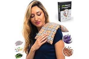 FEEL RECOVERY Bouillotte Sèche Graines de Lin - Coussin Chauffant Micro Onde contre Douleur Musculaire (35x18 cm) - Compresse Chauffante de Graines Aromatiques - Housse Lavable, 100% Coton et Odeur de Lavande