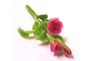 Tumdee Miniatures Dolls House Miniature Bunch of 3 Pink Rose Flowers Miniature Accessory