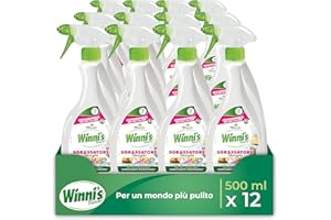 Winni's - Sgrassatore Spray Universale Multisuperficie Ipoallergenico, Azione Sgrassante, Pretrattante Contro le Macchie, Fragranza Marsiglia, Materie Prime di Origine Vegetale, 500 ml x 12 Confezioni