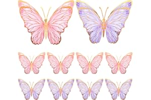 PerKoop 10 Pcs Large Butterfly Centerpieces for Tables Butterfly Party Decorations 3D Paper Table Toppers Centerpieces Wall Decor for Birthday Baby Shower Wedding Party Supplies (Pink, Purple)