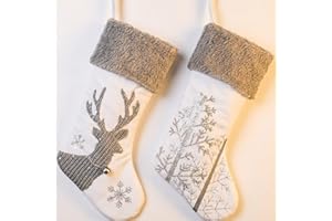 Valery Madelyn Nikolausstiefel 46cm 2er Set Nikolausstrumpf aus Textil Stoff Weihnachtsdeko Weihnachtsstrumpf Große Weihnachtsstrümpfe zum Befüllen und Aufhängen für Kamin Weihnachtsschmuck