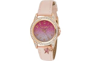 Tikkers Girls Pink PU Strap Glitter Stone Set Case Watch Set ATK1062