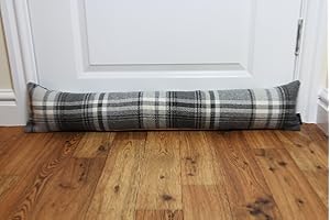 McAlister Textiles Paraspifferi Stoffa Sottoporta Tartan Scozzese | 18cm x 136cm Salsicciotto Imbottito | Tubo Sottofinestra Colorato | Accessorio Home Décor Porta Ingresso | Grigio Antracite