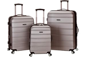 Rockland Melbourne Hardside espandibile Spinner Wheel Bagaglio, Argento, 3-Piece Set (20/24/28), Melbourne Hardside - Trolley espandibile, con ruote girevoli