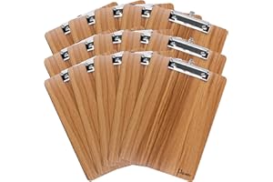 UQUELIC Lot de 15 planchettes à pince A4 en bois durable, poignée à ressort robuste et crochet de suspension, bureaux, travail, salle de classe, affaires, restaurants