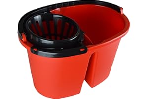 iKOLIFE CleanDouble XL Seau pour serpillère à double compartiment, 16 litres, avec roulettes, essorage sans se baisser