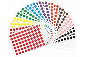 HYBSK Hylabelest 10mm Coloured Dot Stickers Sticky Labels, 10 Assorted Coloured Circle Stickers, Total Pack of 1400
