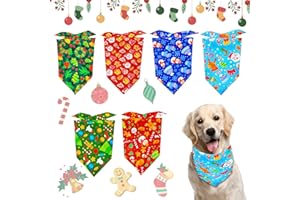 MTBRICEY 6 Piezas Bandanas para Perros Navideños Baberos para Perros Bufanda Triángulo Lavable Bufanda para Perros y Gatos Pañuelo Bufanda Pañuelos para Mascotas de Navidad para Perros Pequeños y Medianos (L)