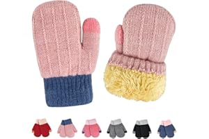 lifwimner Kids Winter Mittens Fleece Warm Knitted Gloves Cold Weather Thermal Mittens for Boys Girls Age 2-6