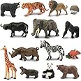 toymany 14PCS Mini Jungle Animal Figures Toy, Realistic Mini Jungle Zoo Animal Figurines Cake Topper Toy Set, Easter Egg Christmas Birthday Gift Party Favor School Project for Kids Toddlers