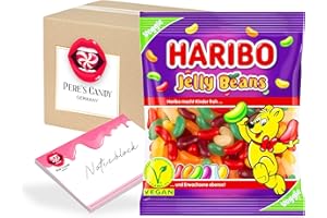 ‎PERE’S CANDY Pere's Candy Bundle für Haribo JELLY BEANS 10er Pack (10 x 160 g) + Pere's Candy Notepad DIN A7-25 Blatt