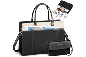 RAINSMORE Borsa Università Donna con Pochette Borsa Lavoro Pelle PU Grande Porta PC 15.6 Pollici per Ufficio Scuola Shopper Tracolla