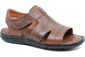 Lusco men`s leather strap outdoor beach summer open toe comfort sandals