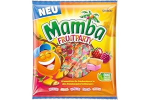 ‎MAMBA Mamba Fruitparty – 1 x 290 g – Leckere Kaubonbons in fünf fruchtigen Geschmacksrichtungen – Süßigkeiten Mix einzeln verpackt und ideal zum Teilen
