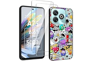 HuiYouMY Handyhülle Kompatibel mit ZTE Blade A75 Hülle Schwarz mit 2 Stück Panzeglas Schutzfolie, Weich Black Schutzhülle Starker Schutz Silikon Case TPU Cover (6.6")-XS40