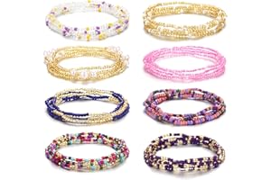 FULU AUTUMN Waist Beads Belly Chain for Women African Colorful Elastic Belly Beads Waist Chain Beach Bikini Body Jewellry for Women