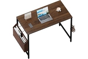 PAMRAY Scrivania Computer 80x40cm Piccola Scrivania per Casa Ufficio con Borsa e Gancio Cuffie, Tavolo Compatto per Piccoli Spazi, Facile Assemblaggio
