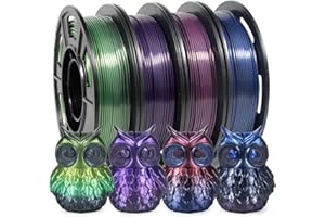 iSANMATE Filament Imprimante 3D, Soie Gradient PLA, Matériaux d'impression 3D en Filament 250g x 4 Couleur, Noir/mauve/bleu, Rouge/mauve/bleu, Noir/jaune/bleu, Noir/mauve-rouge