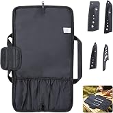 Chef Knife Roll Bag with 4 Sheaths, Portable Waterproof 1680D Oxford Cloth Case with 5 Slots and Zipper for Kitchen and Campi