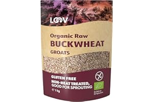 Gruau de sarrasin cru bio LOOV sans gluten, 1 kg, Non-traité à la chaleur, Tous les nutriments préservés, Goût de noisette, Bon pour germer, Cultivé biologiquement dans les régions nordiques, Sans OGM